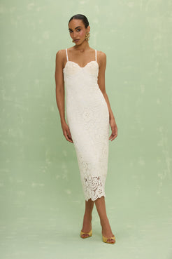 VESTIDO MIDI GAL EMBROIDERY OFF WHITE