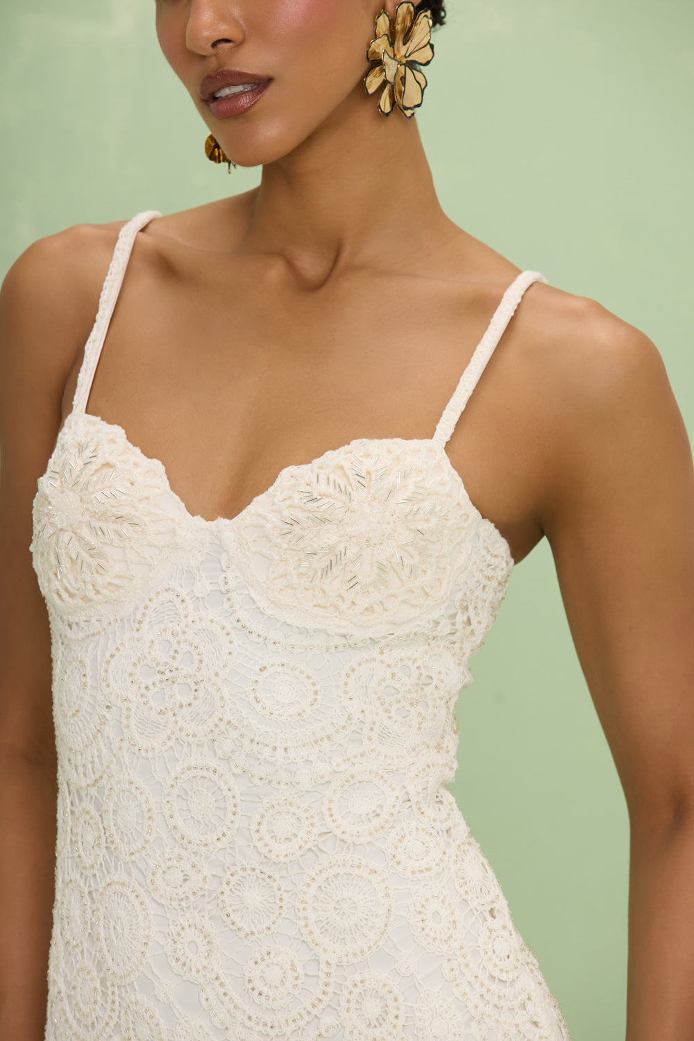 VESTIDO MIDI GAL EMBROIDERY OFF WHITE