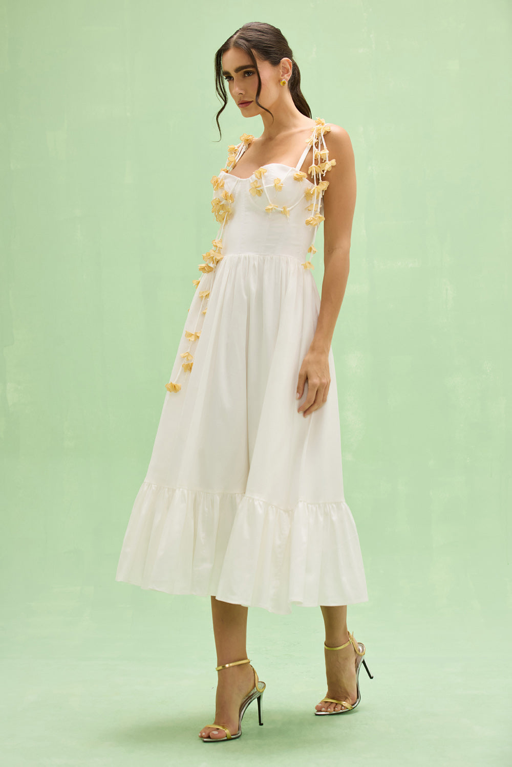 VESTIDO MIDI TRICOLINE LOTUS OFF WHITE