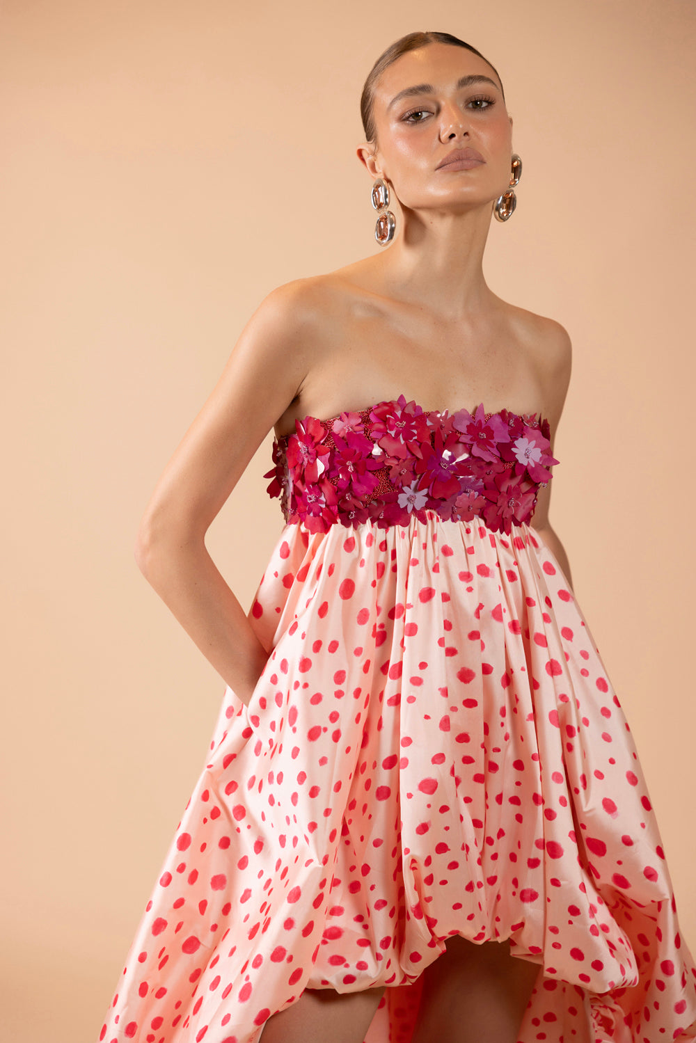 VESTIDO MIDI PEONY DOTS ROSA