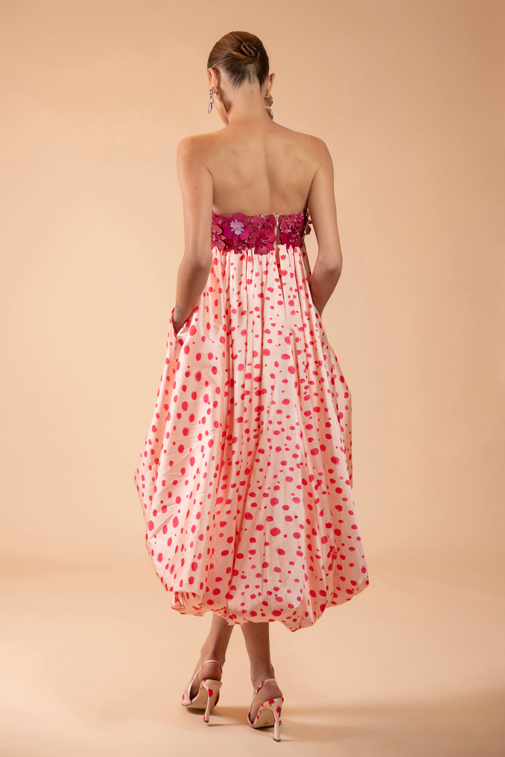 VESTIDO MIDI PEONY DOTS ROSA