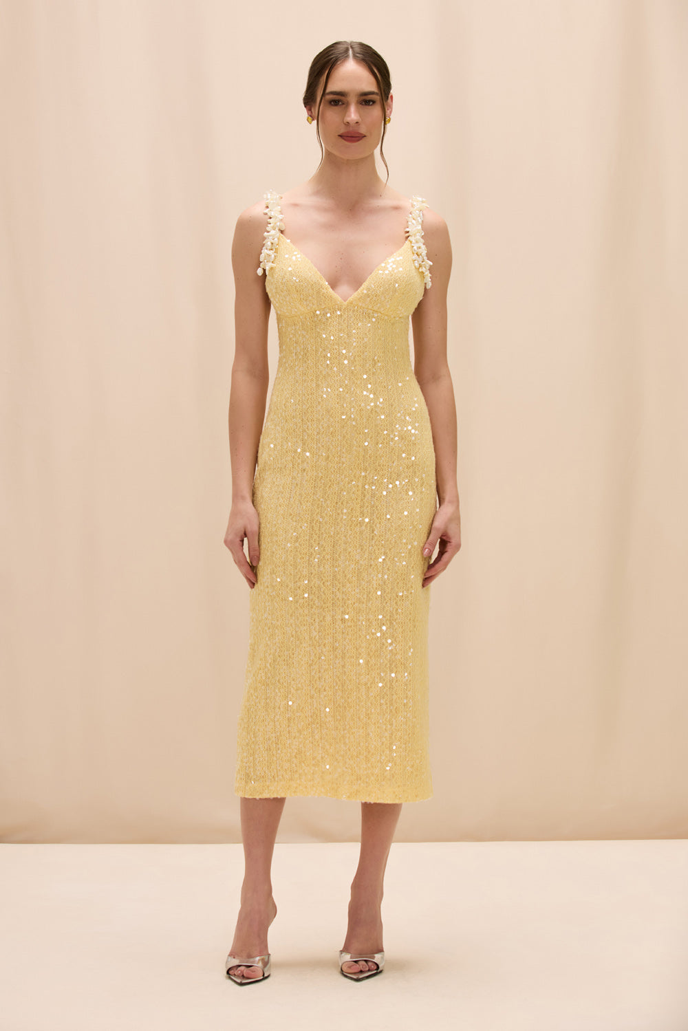 VESTIDO MIDI IARA CROCHET AMARELO