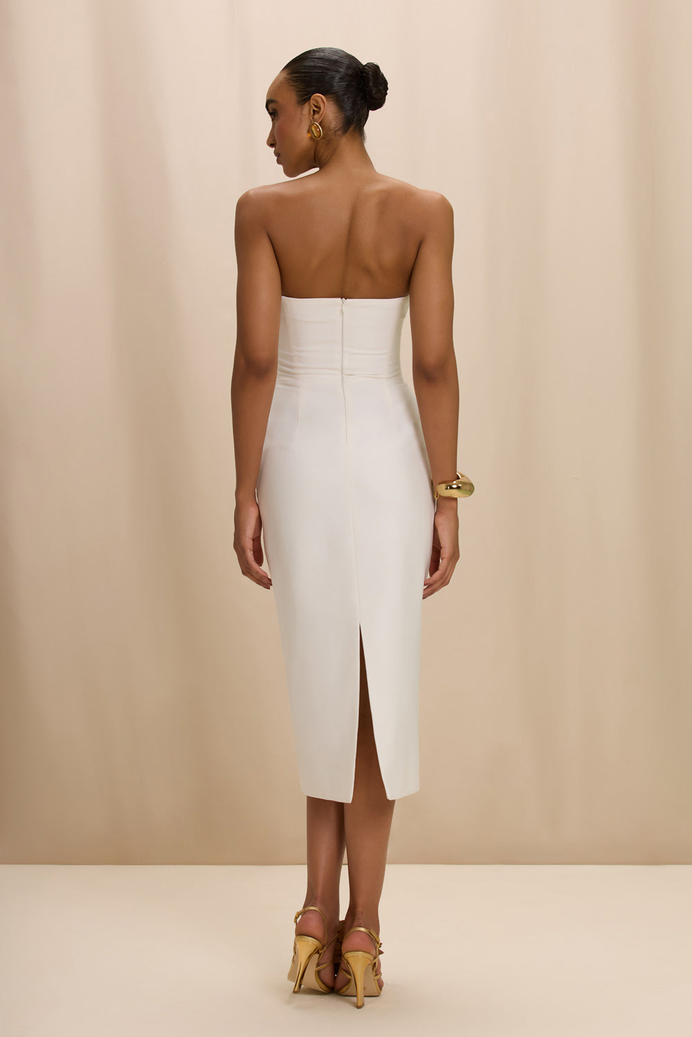 VESTIDO MIDI CREPE NORMA OFF WHITE