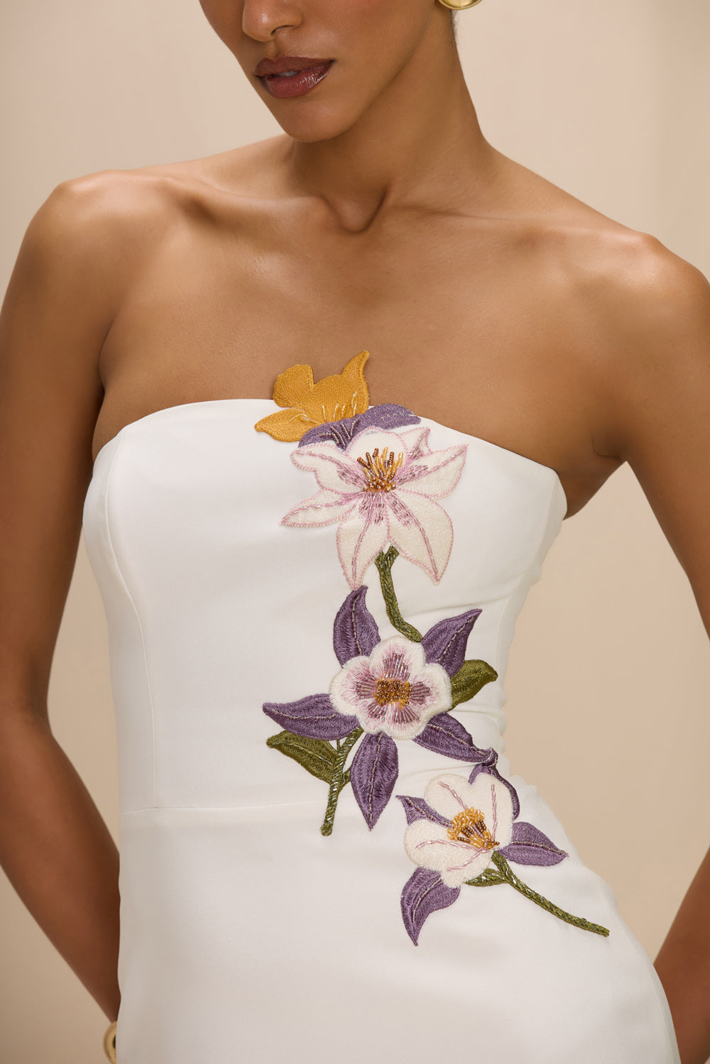VESTIDO MIDI CREPE NORMA OFF WHITE
