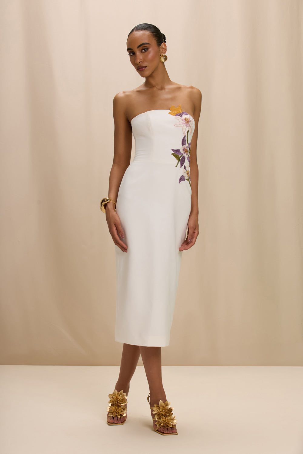 VESTIDO MIDI CREPE NORMA OFF WHITE