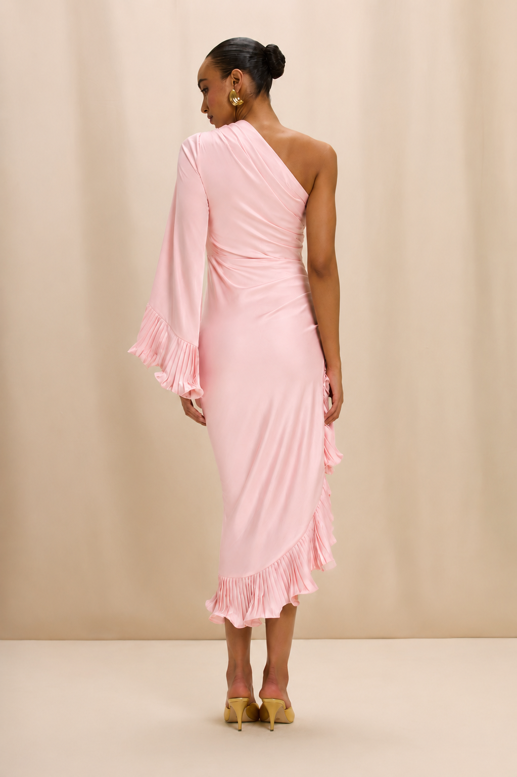 VESTIDO MIDI CETIM ISABEL ROSA CLARO