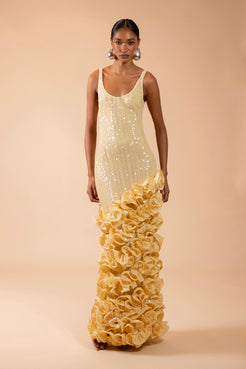 VESTIDO MIDI IARA CROCHET AMARELO