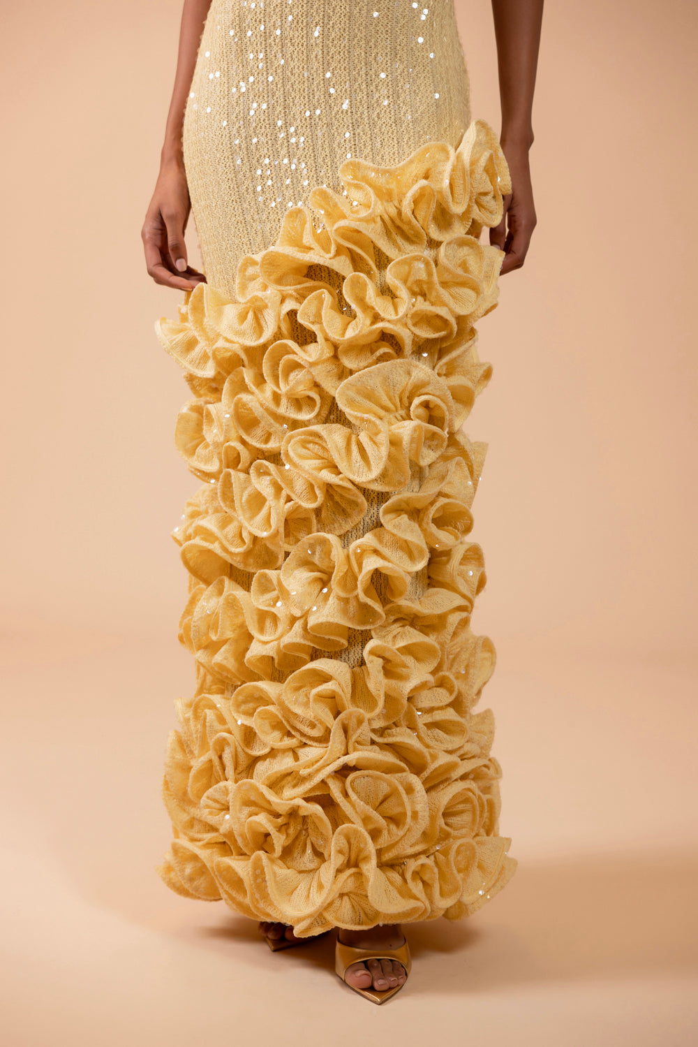 VESTIDO MIDI IARA CROCHET AMARELO