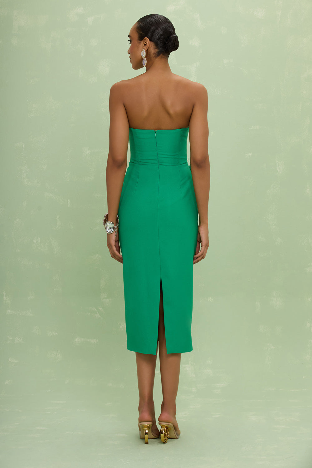 VESTIDO MIDI CREPE ANNA VERDE