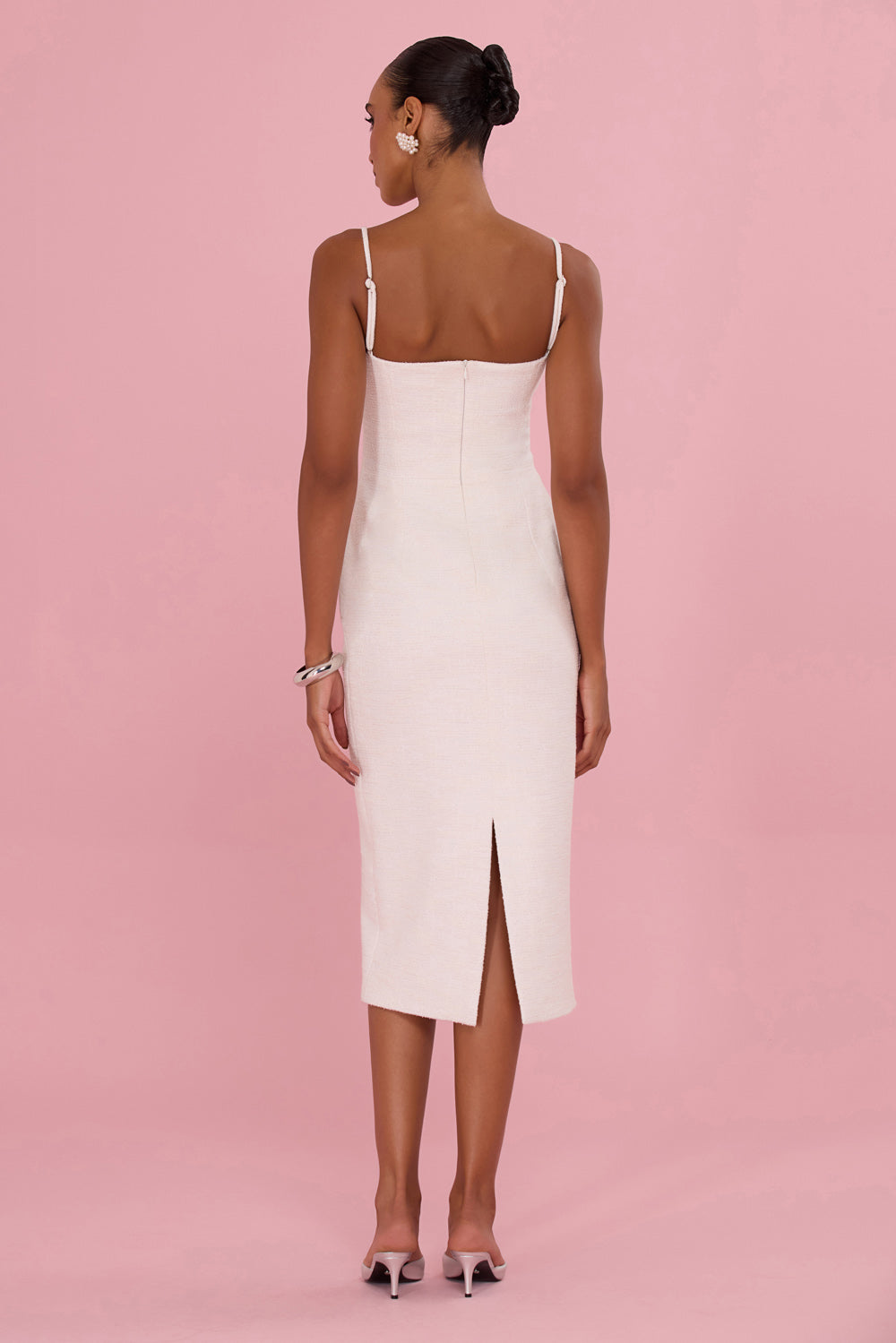 VESTIDO MIDI TWEED MAVI OFF WHITE