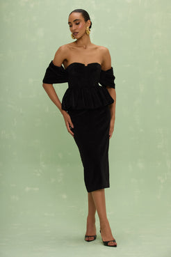 VESTIDO MIDI VELVET HELENA PRETO