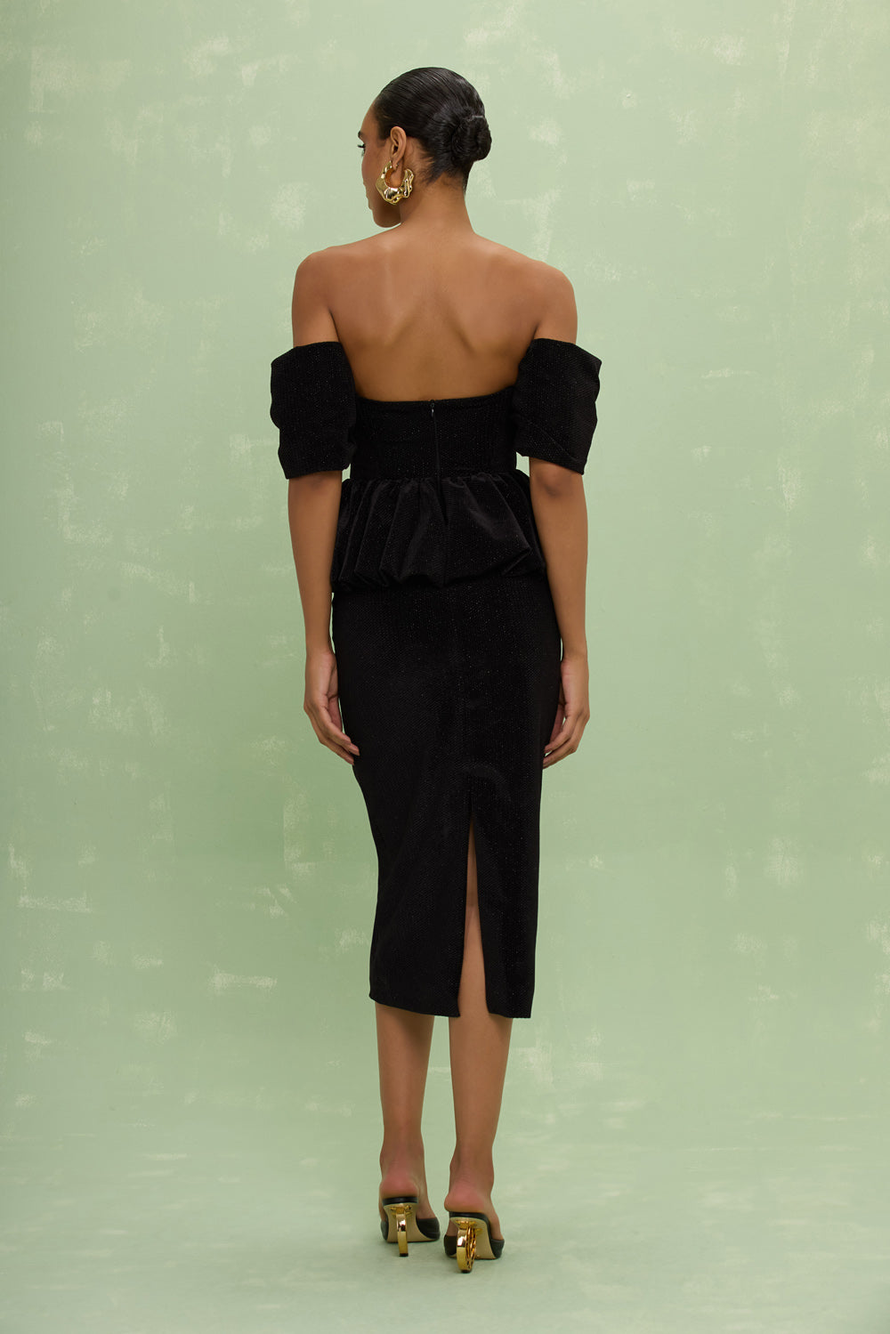 VESTIDO MIDI VELVET HELENA PRETO