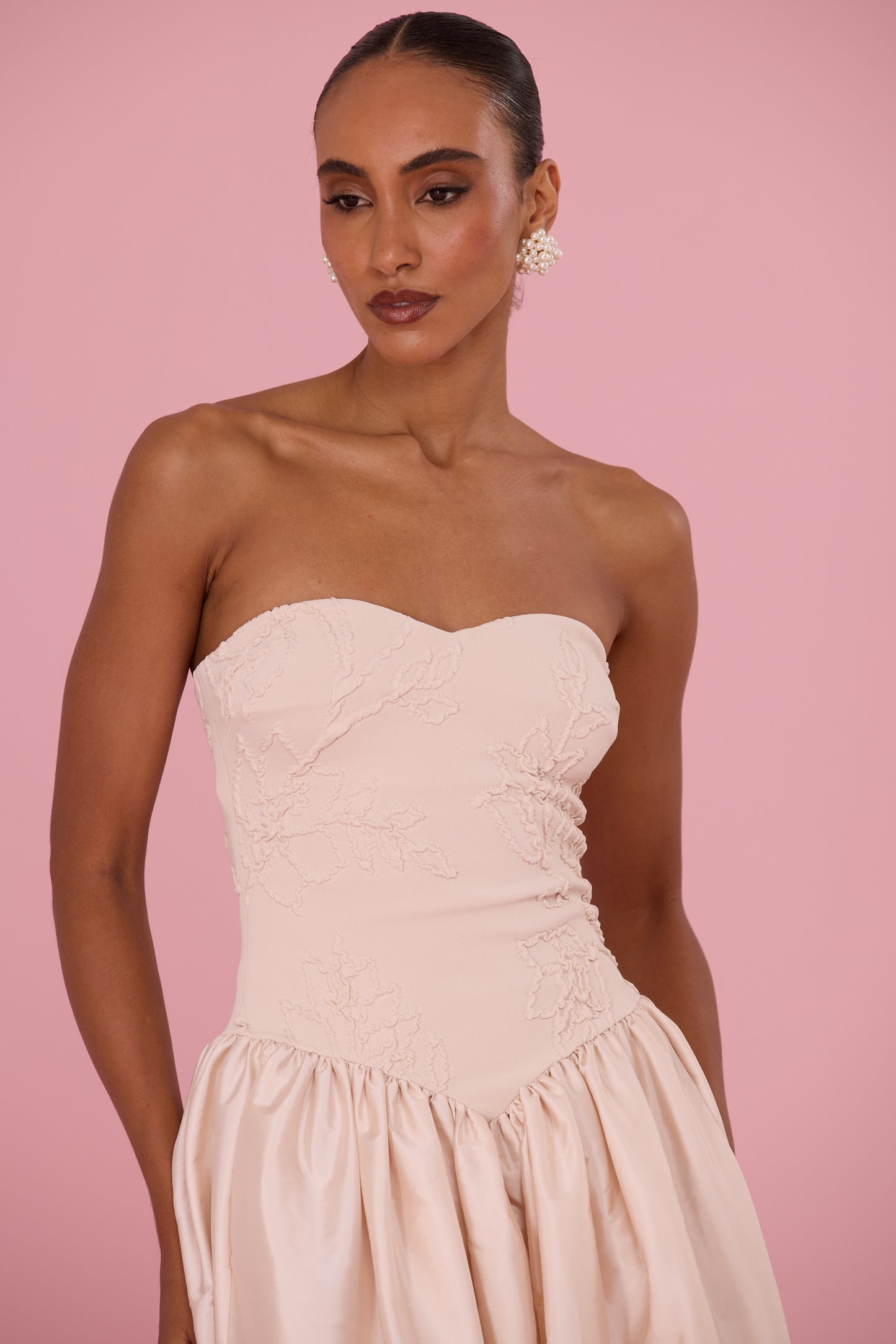 VESTIDO MIDI JACQUARD HAZEL BEGE