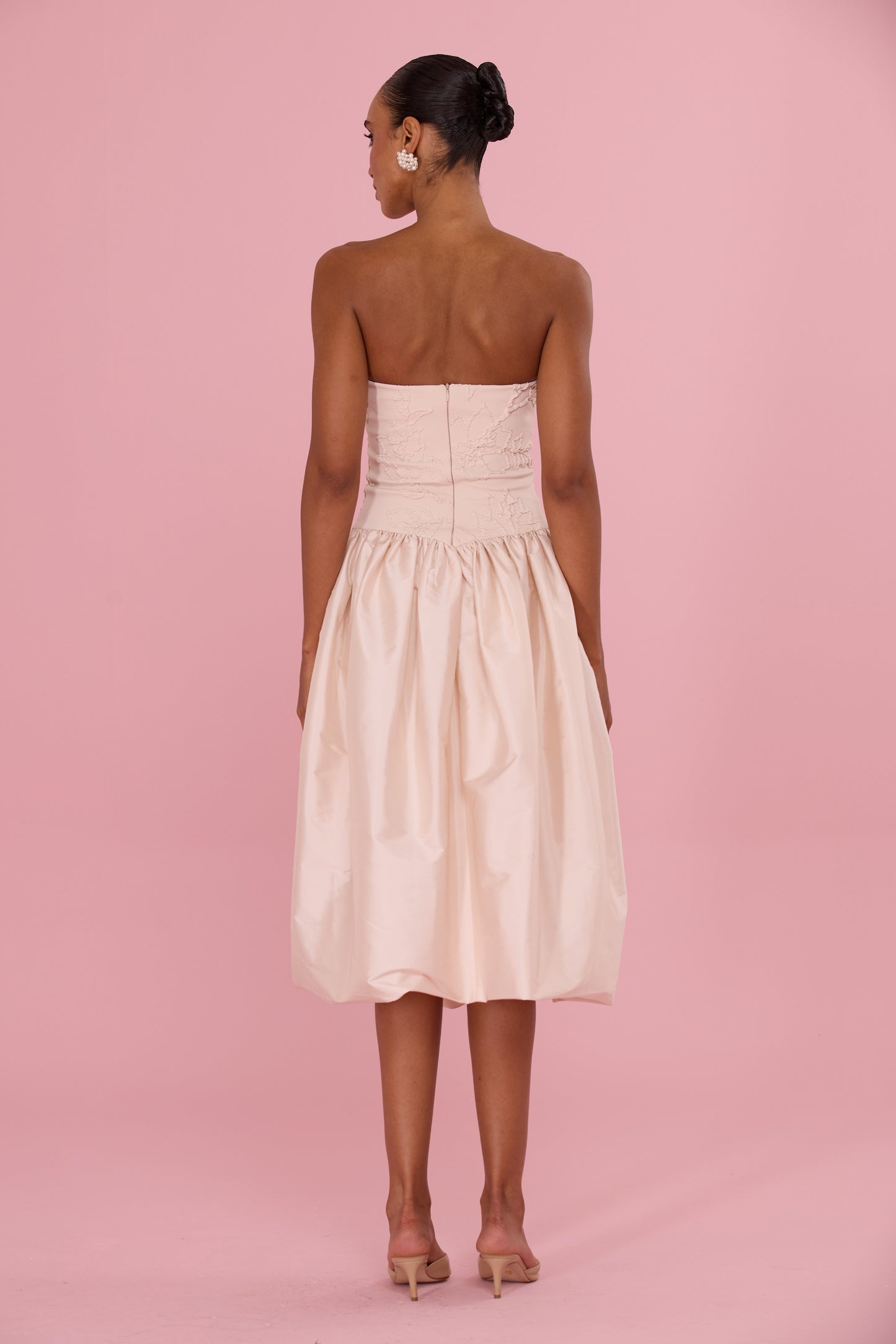 VESTIDO MIDI JACQUARD HAZEL BEGE