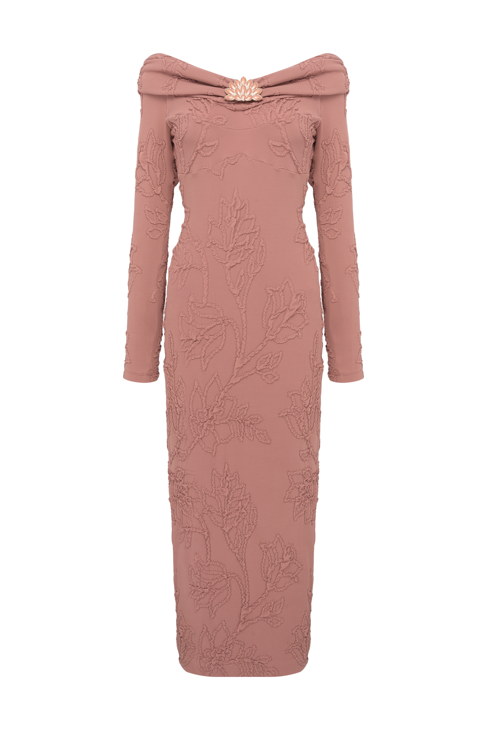 VESTIDO MIDI JACQUARD HAZEL MARROM
