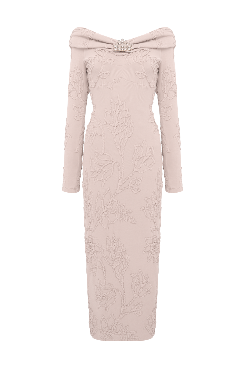 VESTIDO MIDI JACQUARD HAZEL BEGE