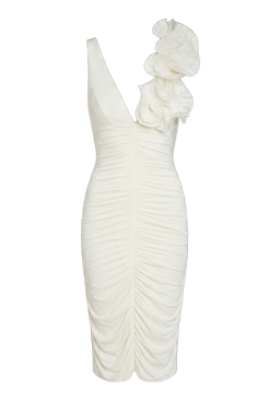 VESTIDO MIDI TAFETÁ TARSILA OFF WHITE