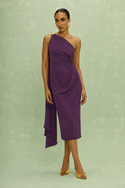VESTIDO MIDI CREPE BERTHA ROXO