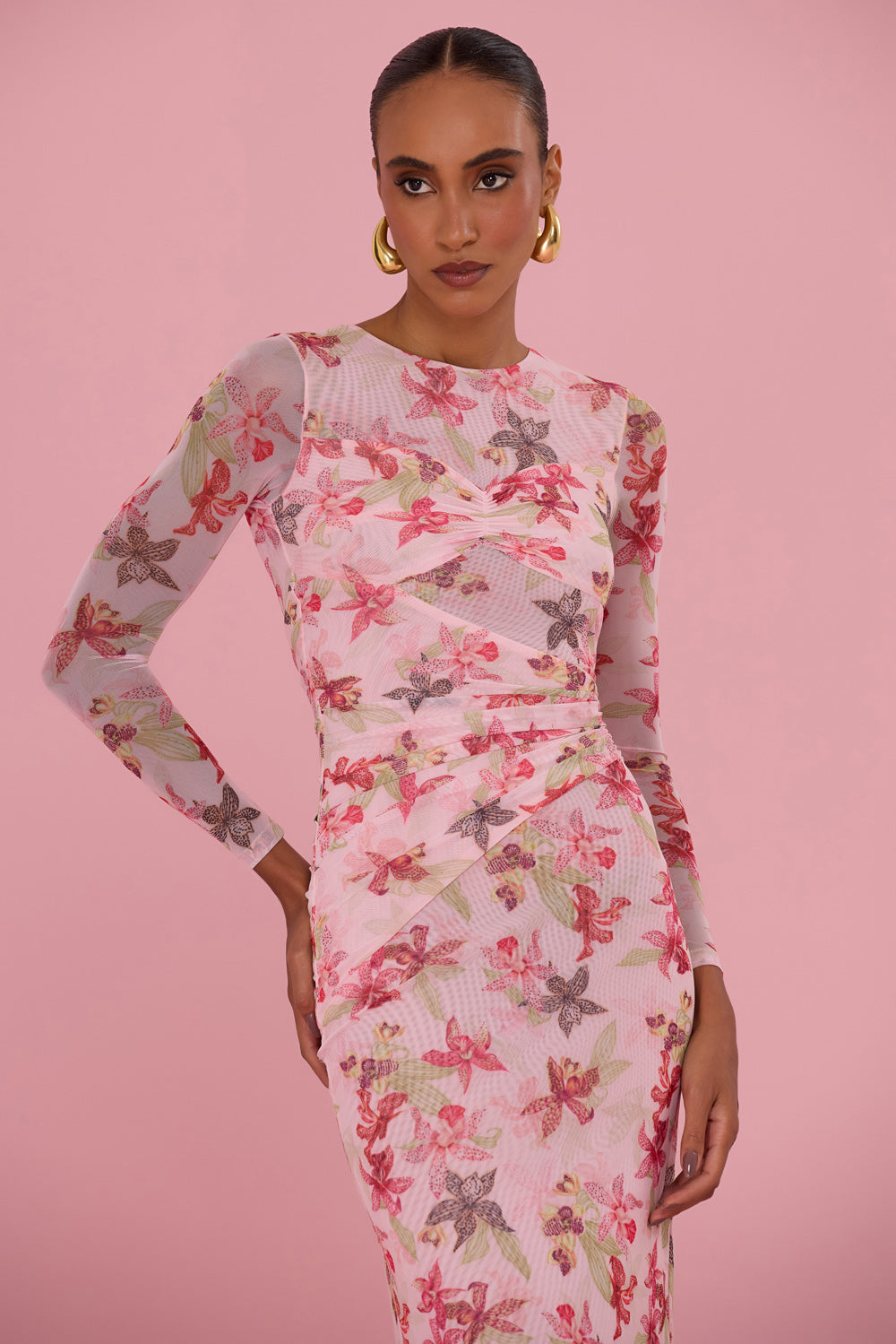 VESTIDO MIDI ORCHID BLOOM ROSE