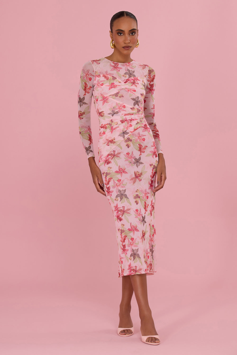 VESTIDO MIDI ORCHID BLOOM ROSE