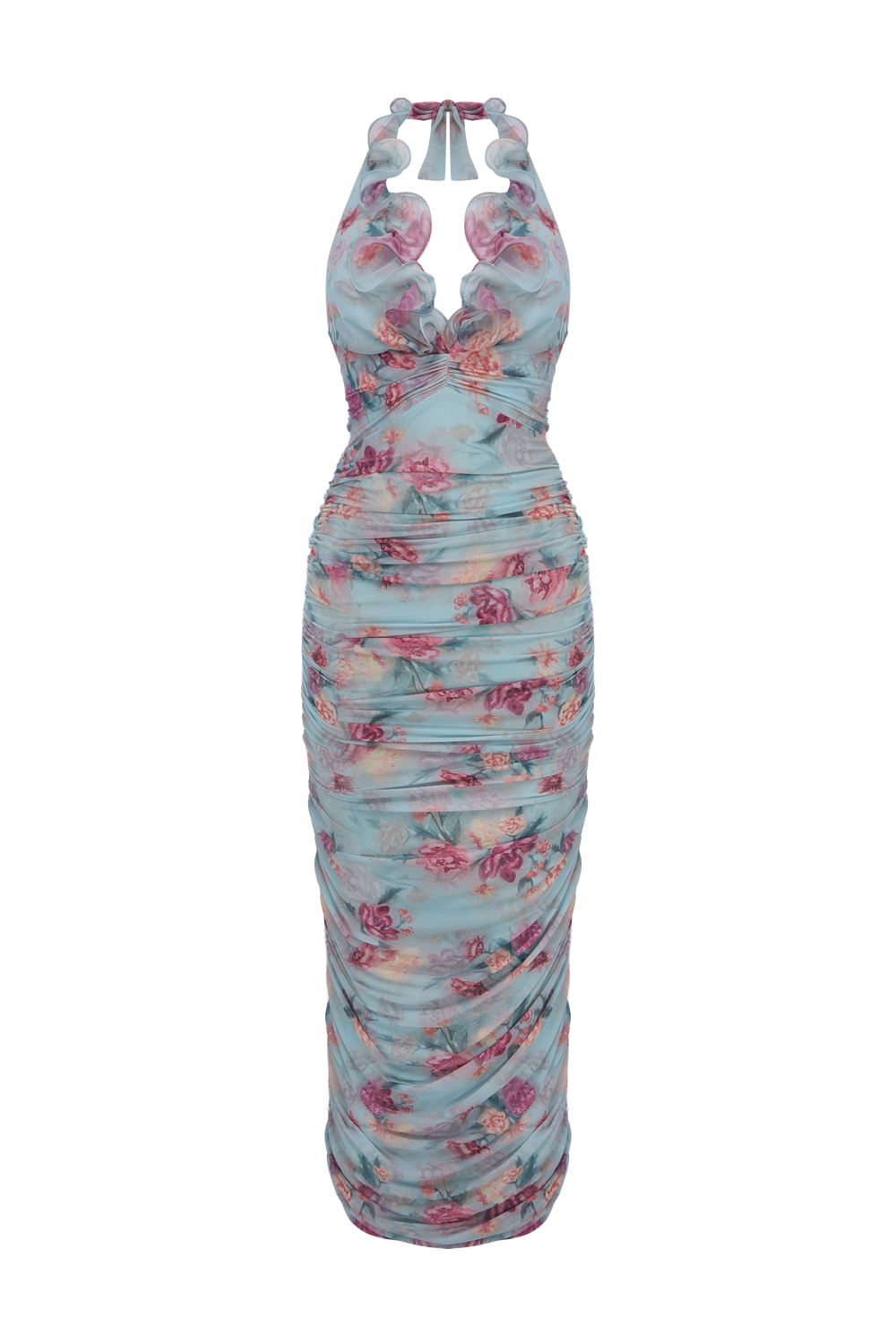 VESTIDO MIDI FLORAL MIST AZUL