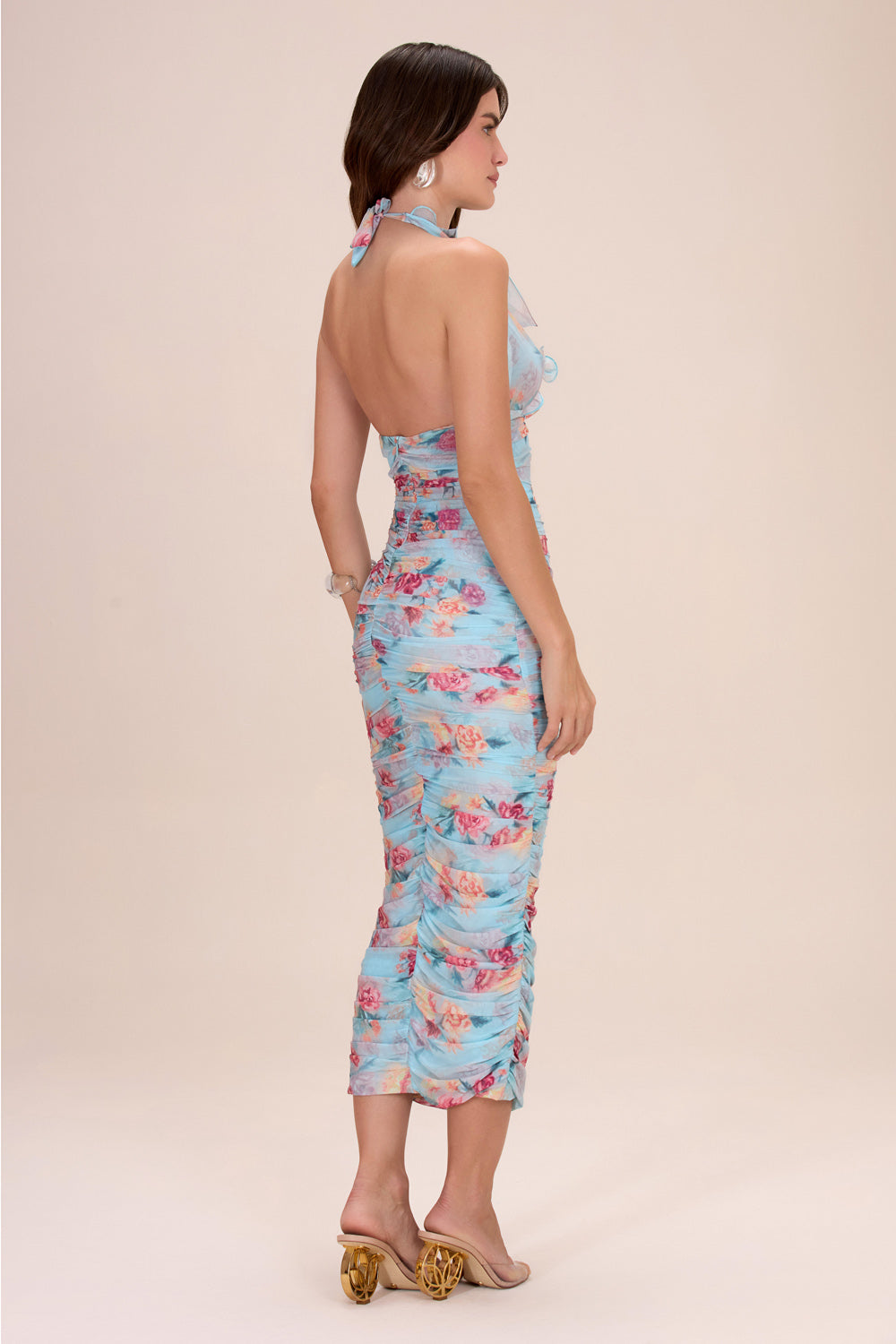 VESTIDO MIDI FLORAL MIST AZUL