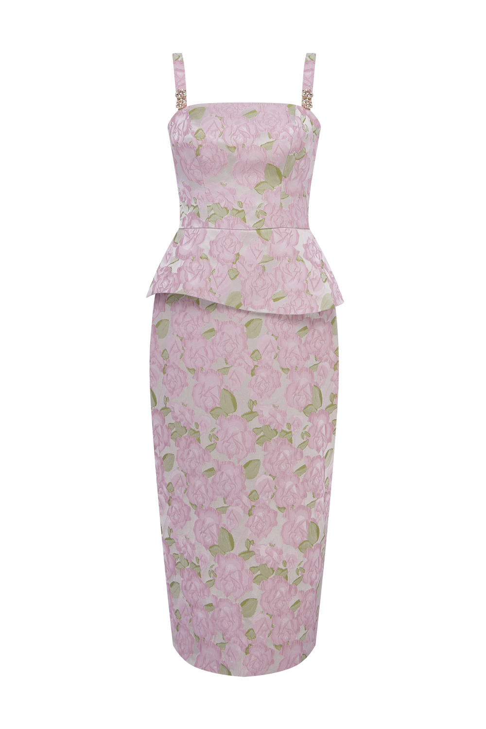 VESTIDO MIDI GARDEN JACQUARD ROSA