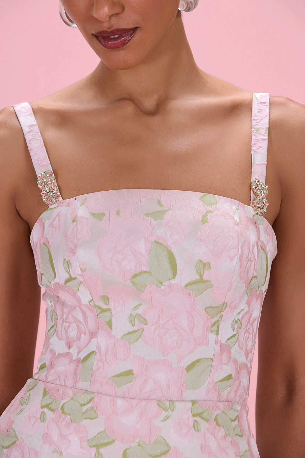 VESTIDO MIDI GARDEN JACQUARD ROSA