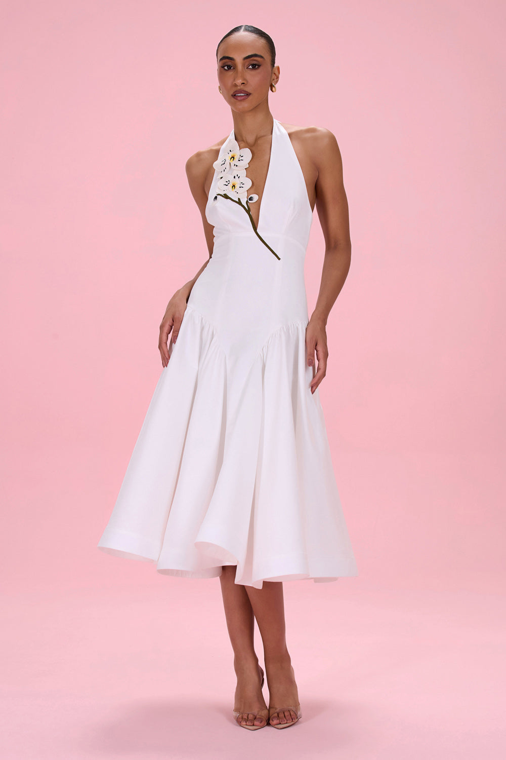 VESTIDO MIDI TRICOLINE BLOSSOM OFF WHITE