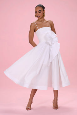 VESTIDO MIDI TRICOLINE BLOSSOM OFF WHITE