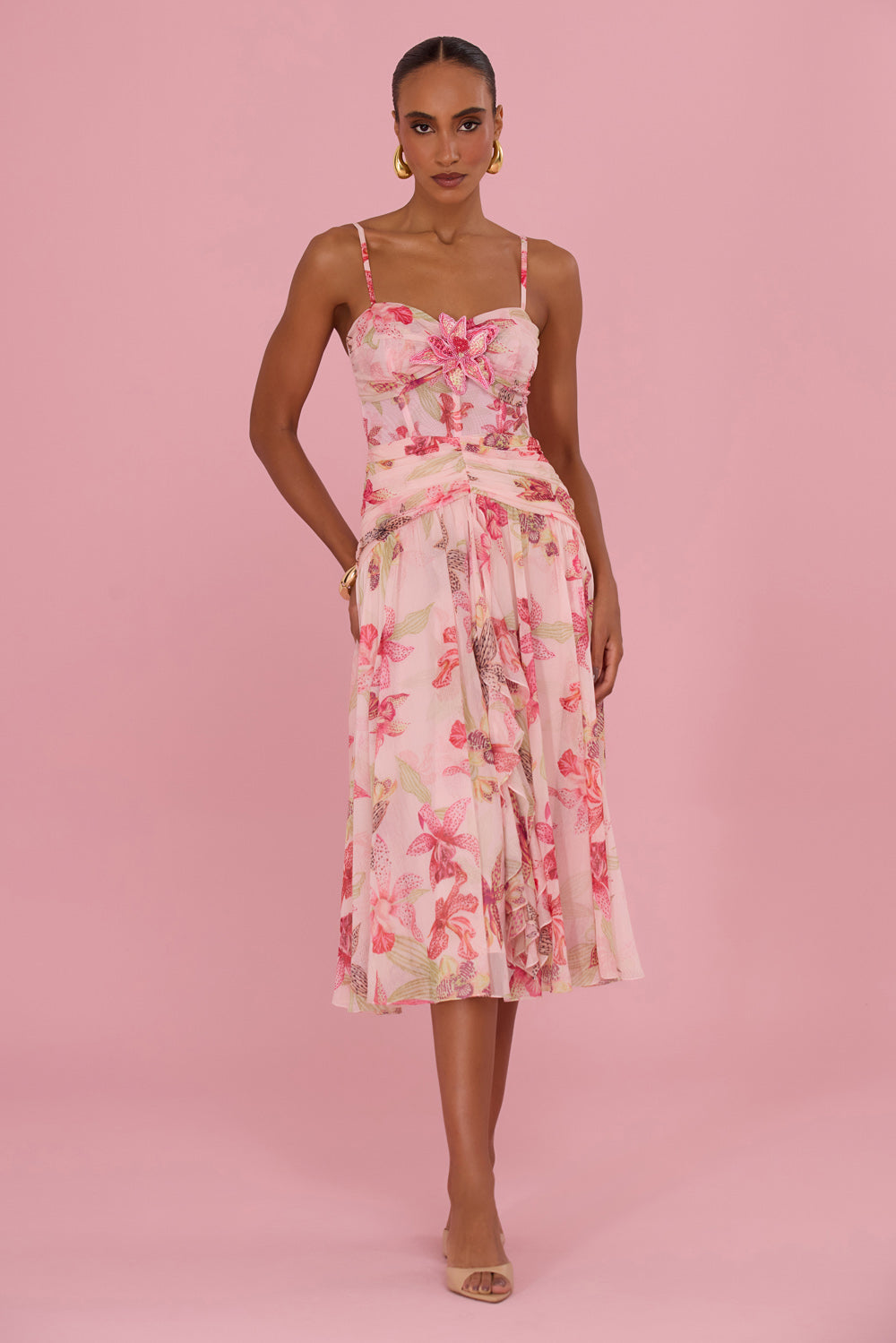 VESTIDO MIDI ORCHID BLOOM ROSE