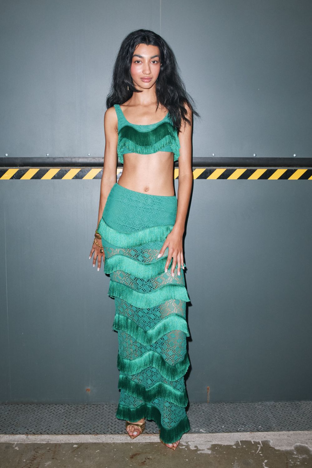 SAIA MIDI FOREST GREEN MESH VERDE